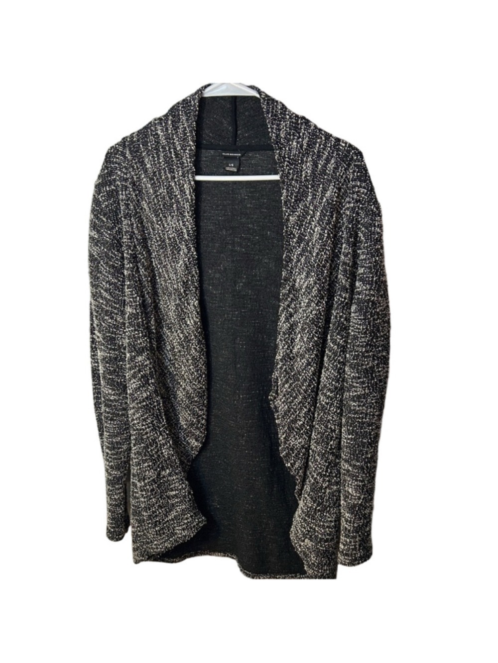 Club Monaco Black and White Boucle Knit Open Draping Cardigan size Large